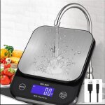 Balance de cuisine alimentaire etanche ip67, haute pr�cision 0, 01oz / 0, 1g, 11lb / 5kg, lavable, plate ...
