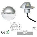 Balise led encastrable 12v - dc 0. 4w blanc chaud - blanc chaud