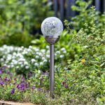 Balise solaire globe 10 cm verre craquel, pack de 5