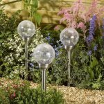 Balise solaire grand majestic globe 12 cm verre craquel� allumage couleur changeante ou blanc