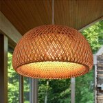 Bamboo rattan chandelier handmade bamboo pendant light chinese style dome ceiling hanging lamp for restaurant ...