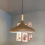 Bamyum - lampe suspendue simple avec t�te de lit en bois brun ? lustre vintage e27 �35 cm pour salon, ...