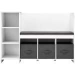 Banc de lecture pour enfants, 6 compartiments de rangement avec coussin amovible, blanc - mophorn
