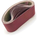 Bande abrasive 100 x 915 mm assortie pour ponceuse � bande - lot de 10 (2 x grain 40 / 80 / 120 / 180 ...