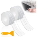 Bande d'�tanch�it� autocollante, 2 rouleaux pvc joint salle de bain, transparent ruban de calfeutrage ...
