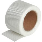 Bande grillag�e adh�sive pour r�aliser les joints des plaques de p�tre en association avec un enduit ...