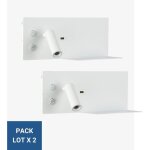 Barcelona led ? lot de 2 appliques murales led kerta avec port usb ? aluminium noir / blanc ? r�tro - ...