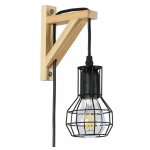 Applique murale en bois et cage 'mica' avec ampoule de 4w 2700k - noir