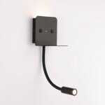 Applique murale + liseuse led 'slange' 3w + 6w avec port usb - noir