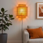 Barcelona led - applique en rotin 'silia' - e27 - interrupteur et prise boho chic