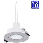 Barcelona led - kit x 10 - downlight inclinable + ampoule gu10 5w + douille gu10 - blanc neutre