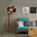 Barcelona led - lampadaire vintage avec tr�pied 'cinema' 139cm - noir