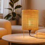Barcelona led - lampe de table en osier 'jorn' - e27 boho chic