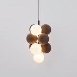 Barcelona led - suspension acoustique verticale 'drac' - 4 globes lumineux et 6 - marron