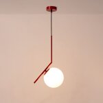 Barcelona led - suspension globe en verre 'hermi' - e27 - rouge