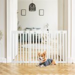 Design in - barrire autoportante chien 3 panneaux bois charnires mtalliques blanc cw46462