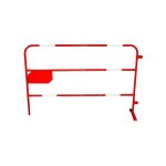 Barri�re de chantier en acier rouge - � 25 mm avec plaque d'identification