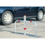 Barrire de parking l760xh500 mm  60 / 40 mm argent avec bandes rflchissantes rouge avec cylindre ...
