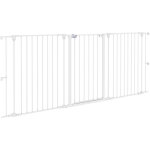 Pawhut - barrire de scurit pliable pour chien - 3 panneaux, porte verrouillable - dim. 206l x 90h ...