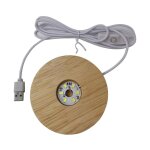 Base lumineuse led en bois, plaque de base ronde � led pour bureau, d�coration aliment�e par usb pour ...