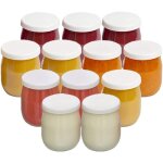 Bocal  crme dessert, lot de 12 pots de yaourt en verre avec couvercles tanches ? pour yaourtires ...