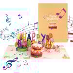 Carte d'anniversaire pop - up 3d avec bougie led et chanson joyeux anniversaire