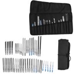 Ensemble de 48 lames de scie sauteuse à tige en t en métal, kit universel de dents moyennes fines, outils ... Ensemble de 48 lames de scie sauteuse à tige en t en métal, kit universel de dents moyennes fines, outils ...