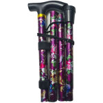 B�tons de marche pliants, fleurs � motifs aluminium canne marche r�glable poids l�ger portable voyage ...
