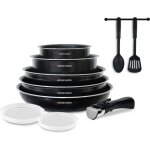 Batterie de cuisine 10 pieces arthur martin aluminium - tous feux sauf induction - noir