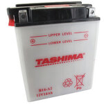 Batterie plomb tashima renforc�e 12v, 14a. l: 134, l: 89, h: 166mm, + � gauche pour autoport�e, motos, ...