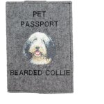 Bearded collie, highland collie - protge passeport pour chien, protge document, cadeau voyage d'art ...