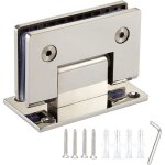 Bebusingoto clip de salle de bain robuste en acier inoxydable � 90 � - charni�re de porte en verre sans ...