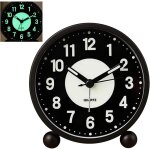 Bebusingoto l'horloge d'alarme s'allume 4  l'horloge de bureau analogique silencieuse ronde, avec l'horloge ...