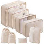 (beige) lot de 8 sacs � v�tements, valises am�lior�es, sac de rangement pour v�tements secs, chaussures, ...