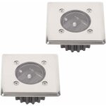 Lot de 2 spots solaires led encastrables au sol - carr - 8, 5 x 8, 5 cm - en acier inoxydable - 2 spots ...