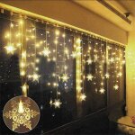 Guirlande lumineuse rideau lumineux, 4m led lumires de nol ip44 , extrieur intrieur 8 modes d'eclairage, ...
