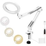 Lampe loupe 72led, 5x loupe de daylight bureau avec pince mtal modes 3 couleurs dimmable pour rparation ...