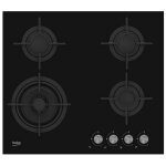 Beko - table verre gaz 60cm 4 foyers noir hilw64222s