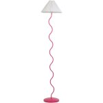 Lampadaire blanc et rose en mtal et abat - jour en synthtique conique 161 cm  pied sinueux jikawo