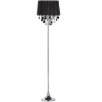 Lampadaire glamour en tissu noir avec cristaux dcoratifs et pied mtallique e14 40w pour clairage de ...