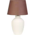 Beliani - lampe  poser blanche en cramique abat - jour conique en lin ambiance agrable arcos
