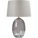 Beliani - lampe � poser moderne minimaliste base en verre abat - jour tambour en tissu gris bonelli