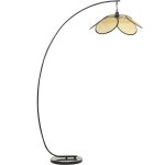 Lampe sur pied moderne en arc pour salon abat - jour en papier effet rotin beige merrica Lampe sur pied moderne en arc pour salon abat - jour en papier effet rotin beige merrica