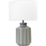 Beliani - lampe de table en cramique grise avec abat - jour en forme de tambour esperance