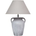 Lampe de table en cramique grise et lin  poignes abat - jour conique 49 cm de chevet agefet