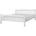 Beliani - lit double en bois blanc 180 x 200 cm style traditionnel et classique pour chambre moderne ...