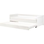 Beliani - lit gigogne en bois de pin coulissant 90 x 200 cm lit d'appoint blanc gravelines