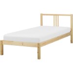 Beliani - lit simple avec sommier  lattes style moderne 90 x 200 cm en bois de pin clair vannes