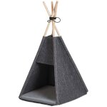 Beliani - niche pour chat en forme de tente tipi en feutre gris fonc� cachette parfaite pour votre animal ...