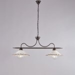 Belight - lustre osteria fer noir, dco rouille, diffuseurs cramique d. 30 blanc / marron, 2 lumires, ...